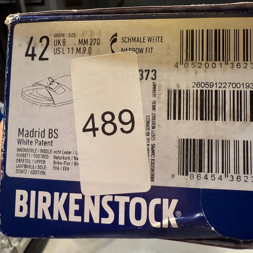 Birkenstock Madrid White Sandals with Red Soles and Silver Buckle NWT SZ 11 - Picture 10 of 10